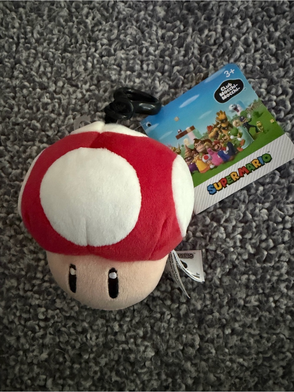Nintendo Super Mario Toad Mushroom Plush book bag clip